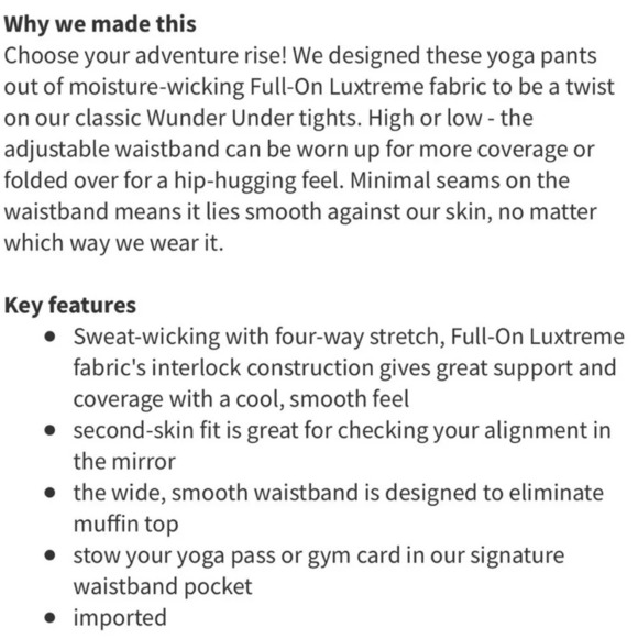 Lululemon/Wunder Under Full on Luxtreme/ See measurements/🔥FREE LULU BAG🔥 - Picture 6 of 14